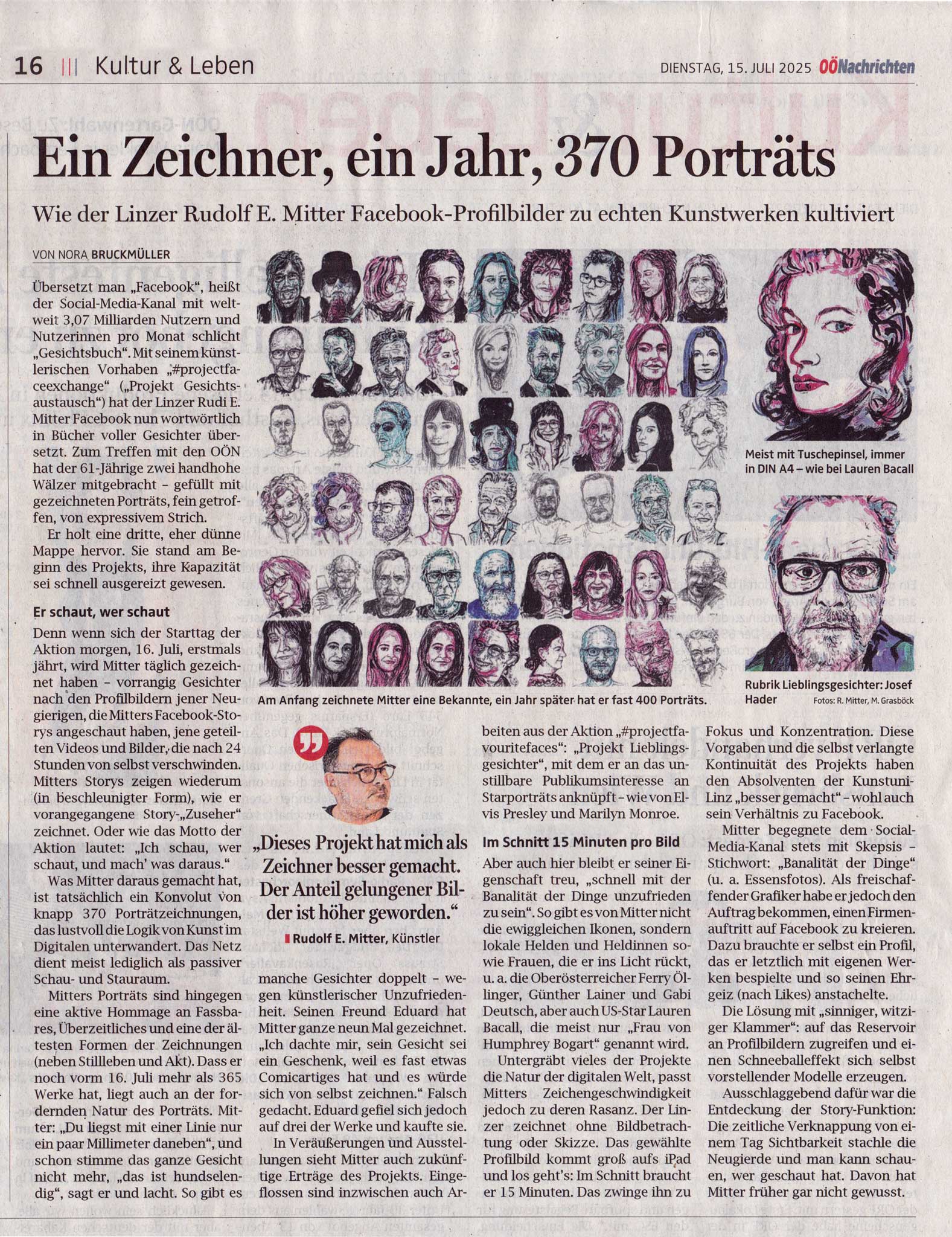Artikel in den OÖN über mein Projekt #projectfaceexchange
